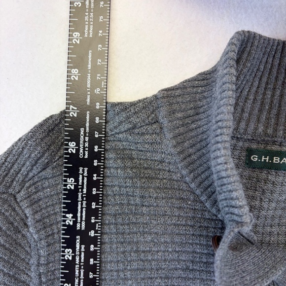 G.H. Bass & Co Gray Men’s Sweater 3 Button 1/4 Button Mock Neck Medium Cotton - Picture 7 of 11